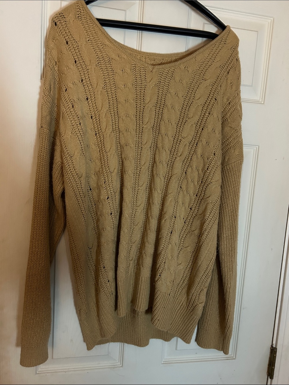 Cable Knit Women’s Oversized Sweater - Camel XXL EUC